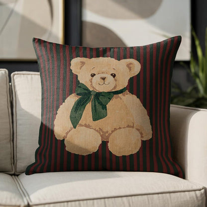 Green Bow Teddy Bear Pillow