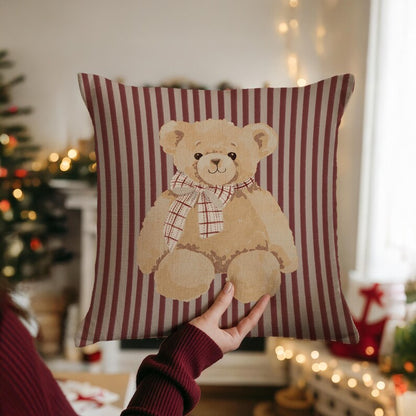 Cute Teddy Bear Maroon Pillow