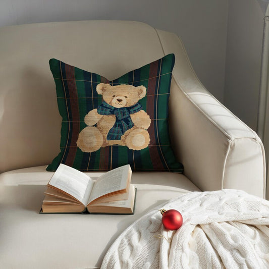 Teddy Bear Plaid Scarf  Pillow