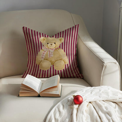 Cute Teddy Bear Maroon Pillow