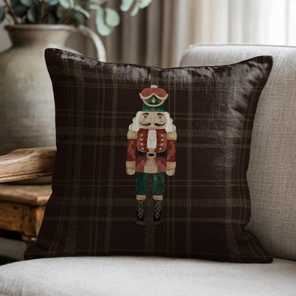 Nutcracker Plaid Brown Pillow