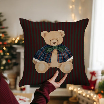 Teddy Bear Plaid Jacket Pillow