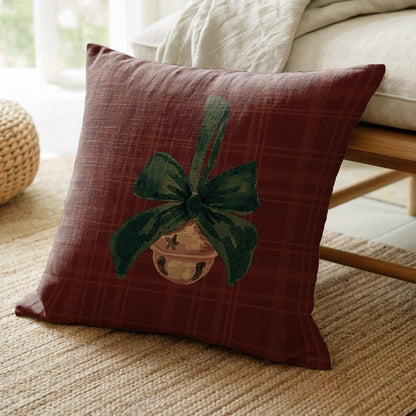 Red Plaid Jingle Bell Pillow