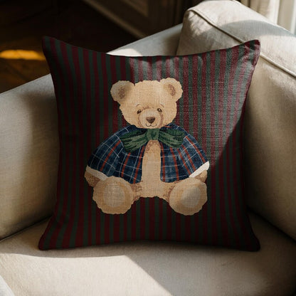 Teddy Bear Plaid Jacket Pillow