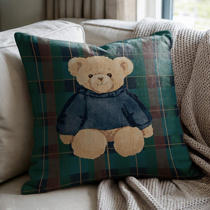 Bear and Plaid Pillow