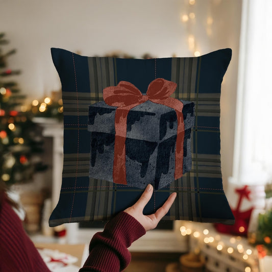 Gift Box With A Red Ribbon Pillow