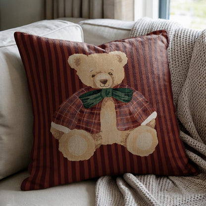 Cute Teddy Bear Red Brown Pillow