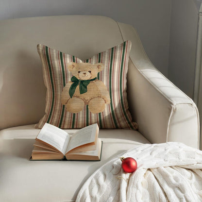Green Bow Teddy Bear Pillow