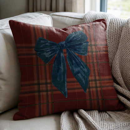 Blue Bow Throw Pillow
