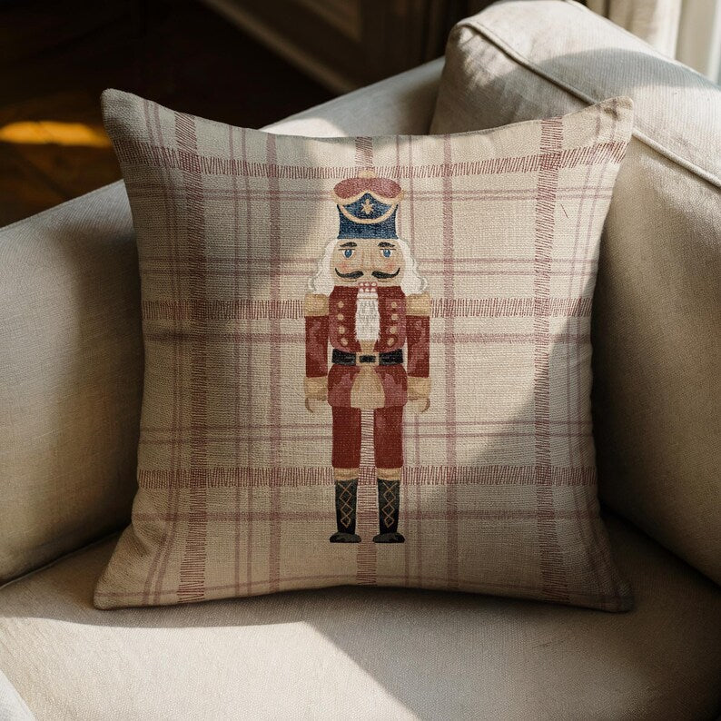 Elegant Christmas Nutcracker Pillow