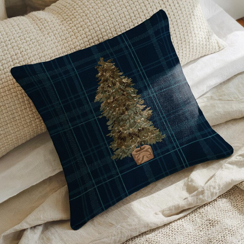 Christmas Tree Plaid Pillow