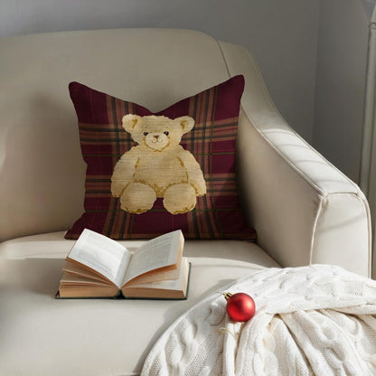 Cute Teddy Bear Plaid Pillow