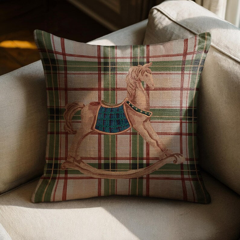 Rocking Horse Plaid Pillow