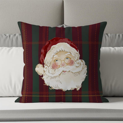 Santa Green and Red Plaid Pillow