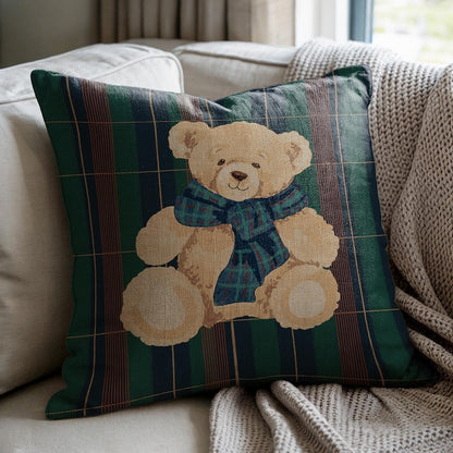 Teddy Bear Plaid Scarf  Pillow