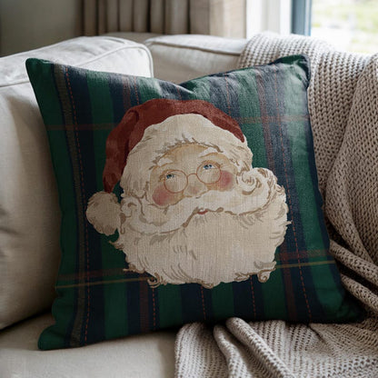Santa On Classic Plaid Pillow