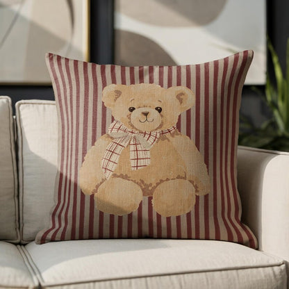 Cute Teddy Bear Maroon Pillow