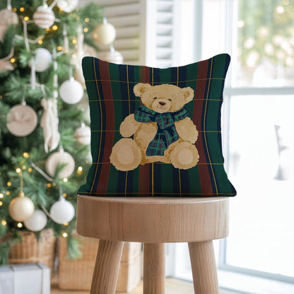 Teddy Bear Plaid Scarf  Pillow