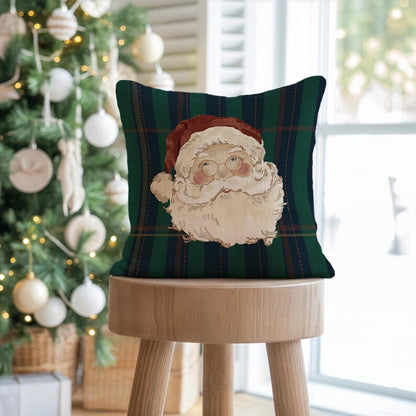Santa On Classic Plaid Pillow