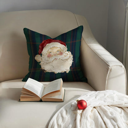 Santa On Classic Plaid Pillow