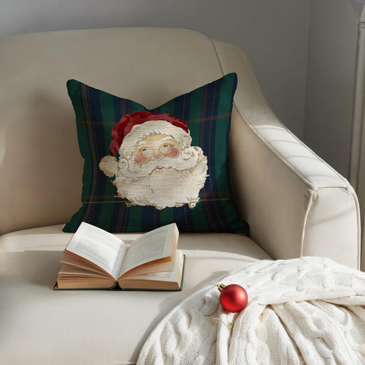 Santa On Classic Plaid Pillow
