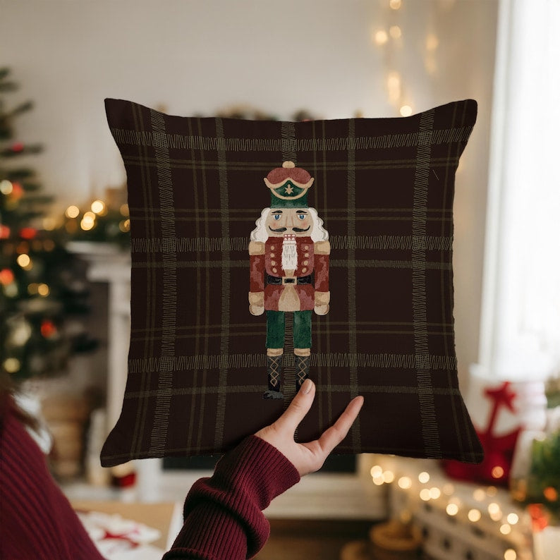 Nutcracker Plaid Brown Pillow