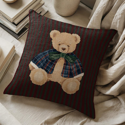 Teddy Bear Plaid Jacket Pillow