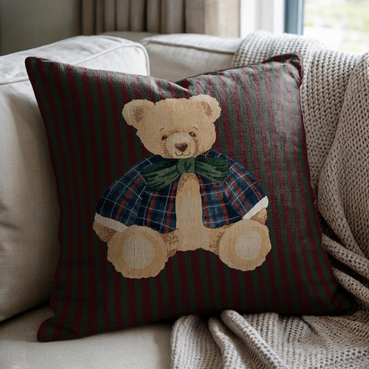 Teddy Bear Plaid Jacket Pillow