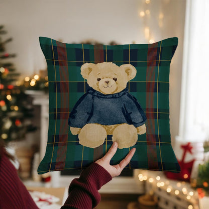 Bear and Plaid Pillow