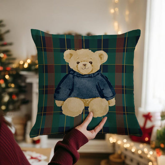 Bear and Plaid Pillow
