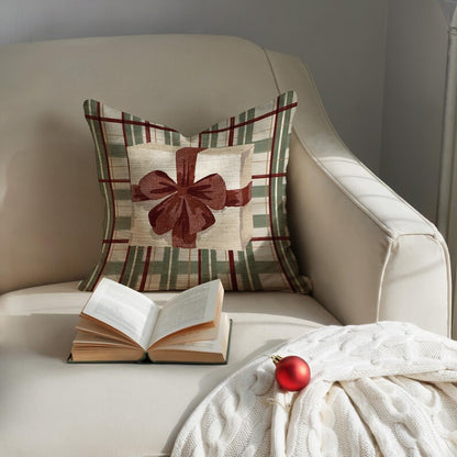 Holiday Gift Green Plaid Pillow