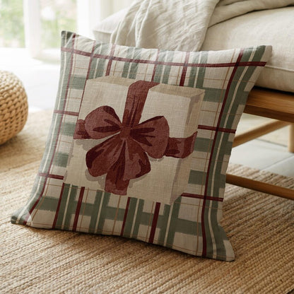 Holiday Gift Green Plaid Pillow