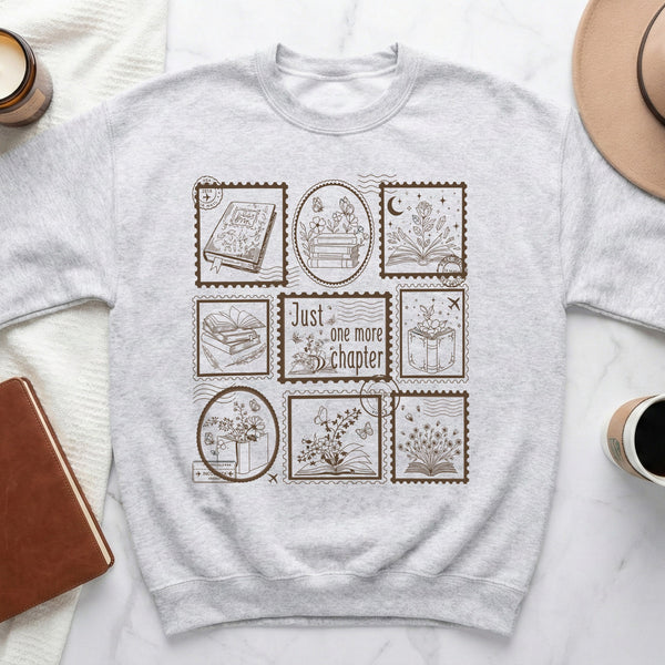 Just One More Chapter Stamp Sweatshirt in Ash