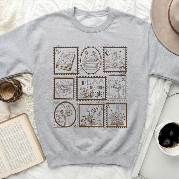Just One More Chapter Stamp Sweatshirt in Sport Grey