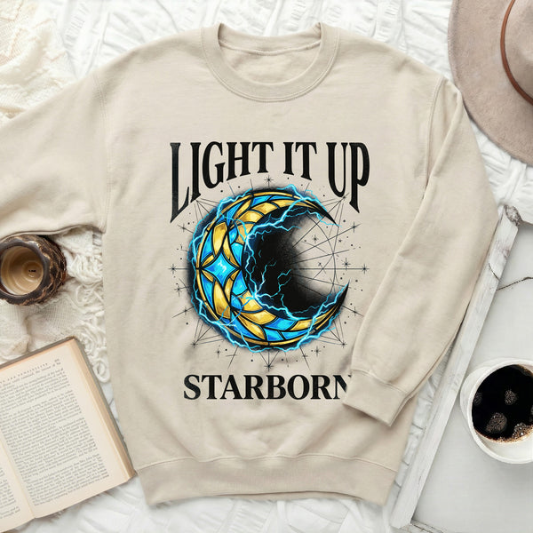 Light It Up Starborn Celestial Sweatshirt in Sand