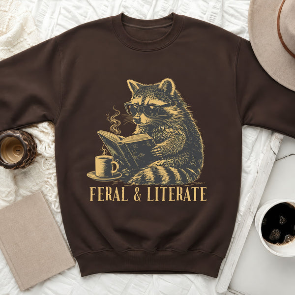 Literate Raccoon Sweatshirt in Dark Chocolate