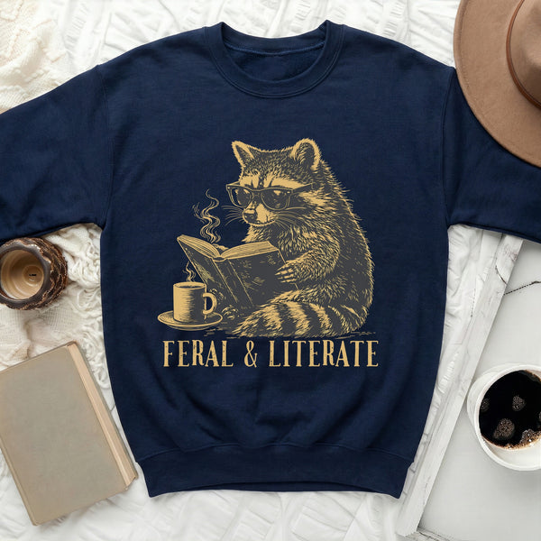 Literate Raccoon Sweatshirt in Navy
