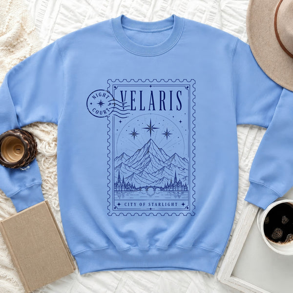 Night Court Velaris Passport Sweatshirt in Carolina Blue