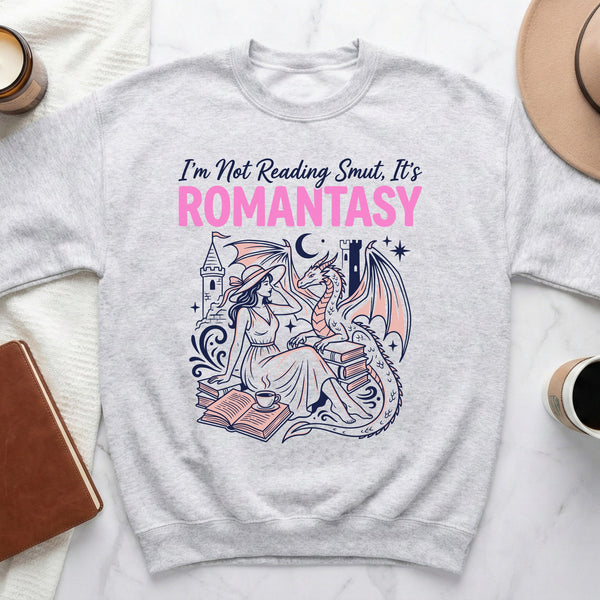 Not Smut, It's Romantasy Dragon Sweatshirt in Ash