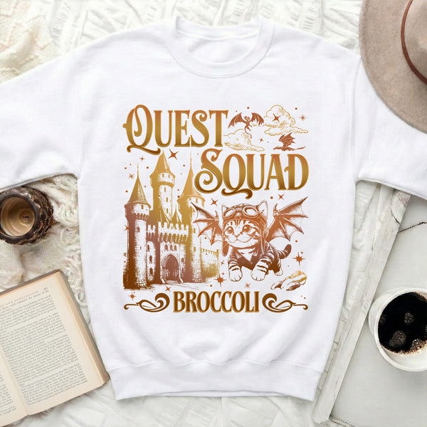 Quest Squad Cat Sweatshirt in White