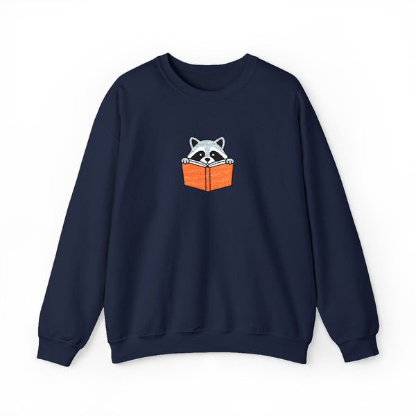 Reading Raccoon Embroidered Sweatshirt in Navy