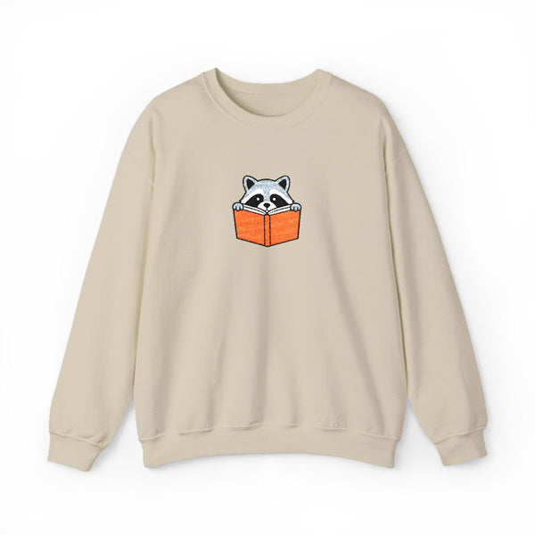 Reading Raccoon Embroidered Sweatshirt in Sand