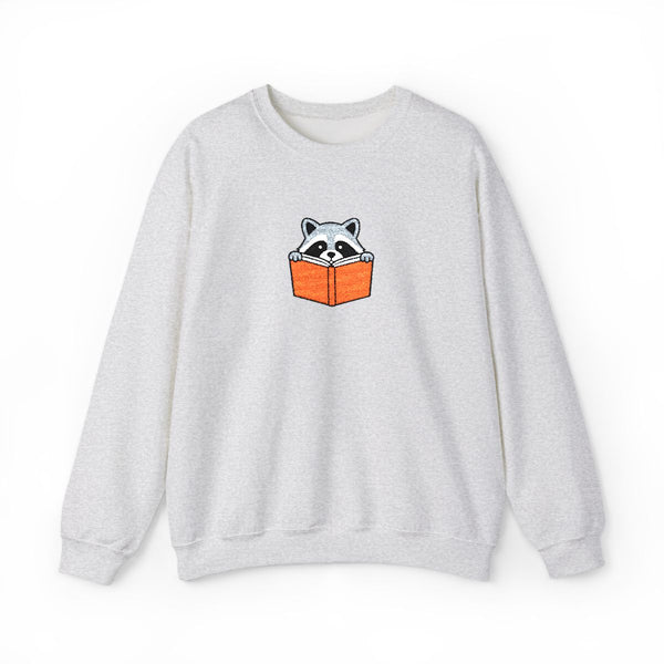 Reading Raccoon Embroidered Sweatshirt in Ash