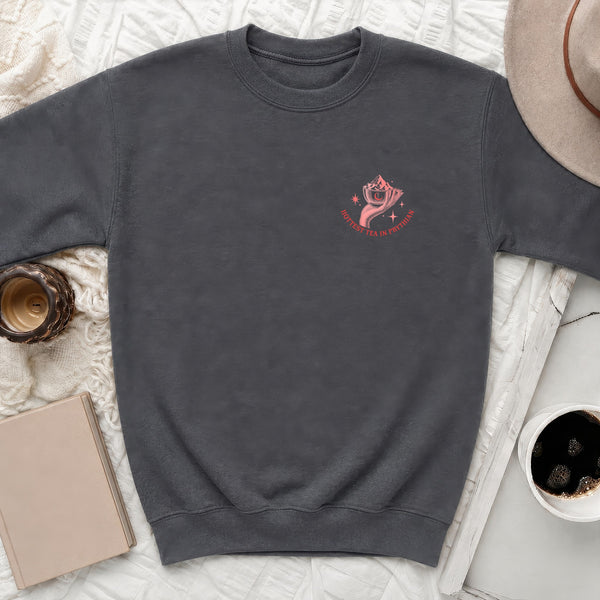 Red Suriel Tea Co Sweatshirt in Dark Heather