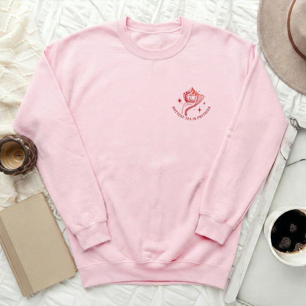 Red Suriel Tea Co Sweatshirt in Light Pink