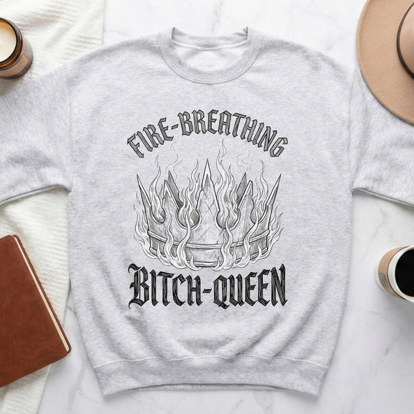 Sketch Bitch-Queen Sweatshirt in Ash