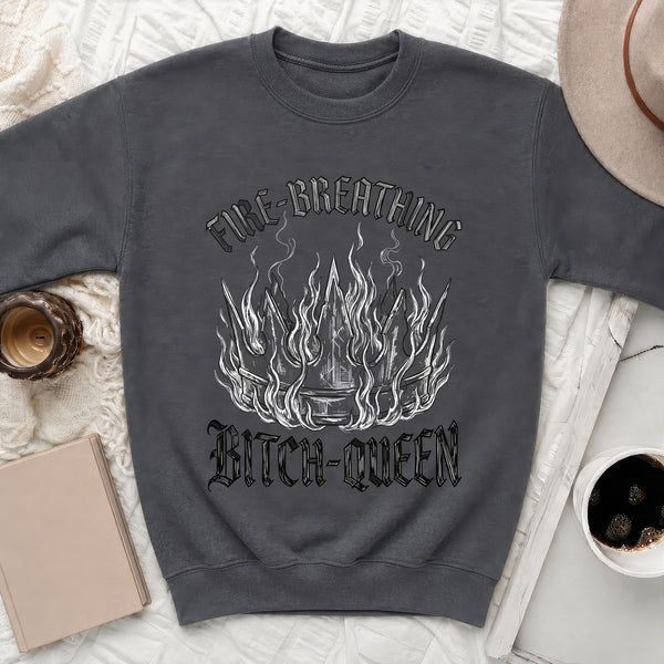 Sketch Bitch-Queen Sweatshirt in Dark Heather