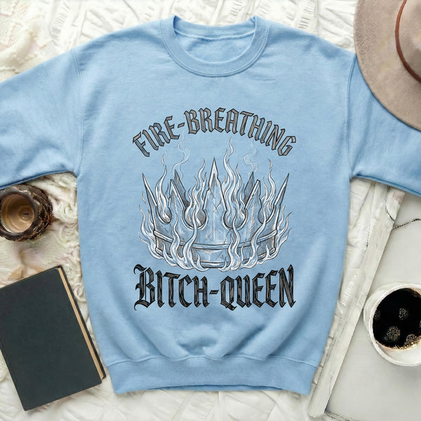 Sketch Bitch-Queen Sweatshirt in Light Blue