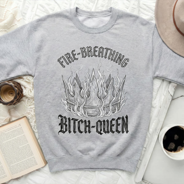 Sketch Bitch-Queen Sweatshirt in Sport Grey
