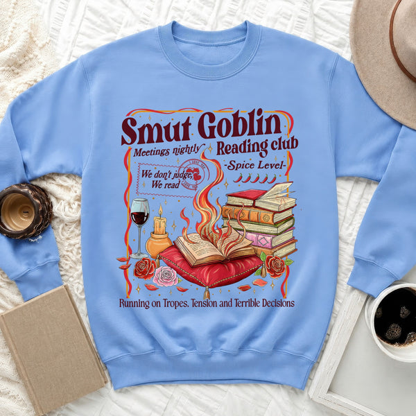 Smut Goblin Reading Club Sweatshirt in Carolina Blue